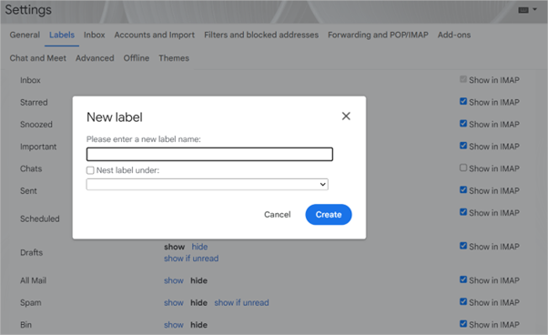 Use labels to categorize emails